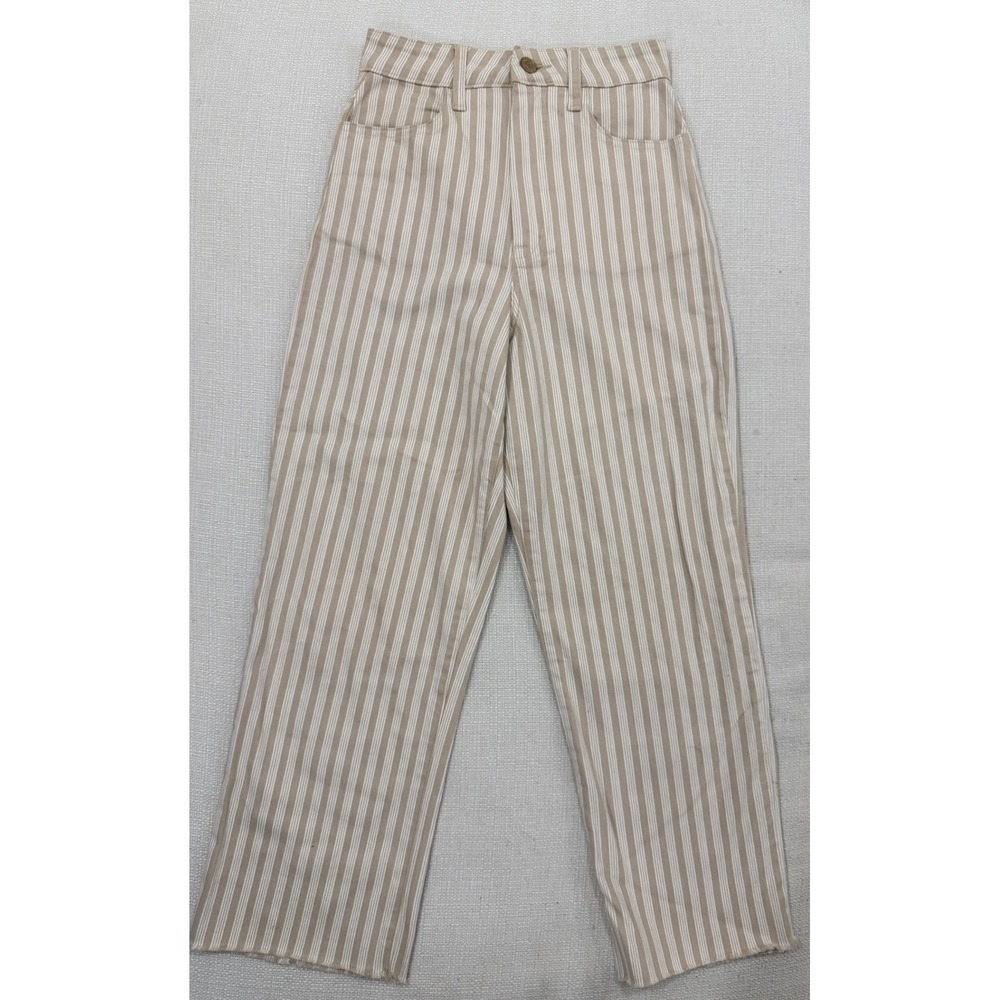 Show Me Your Mumu Pants Womens 24 Striped Wide Leg Raw Hem Excellent